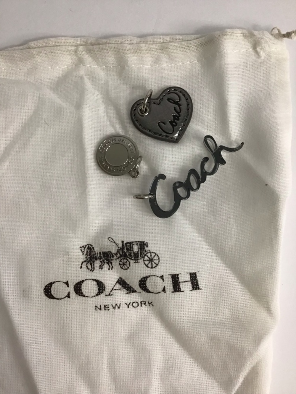 Coach Script Charm in Gunmetal Silver